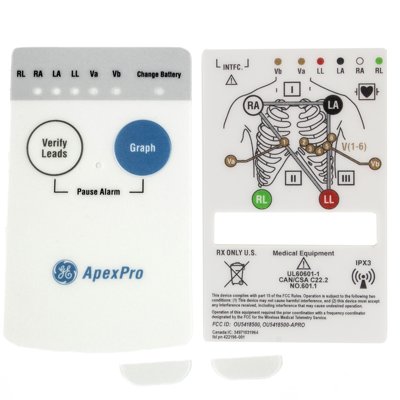 GE ApexPro Telemetry Transmitter Front &amp; Rear Overlays &amp; ECG Block Screw Covers